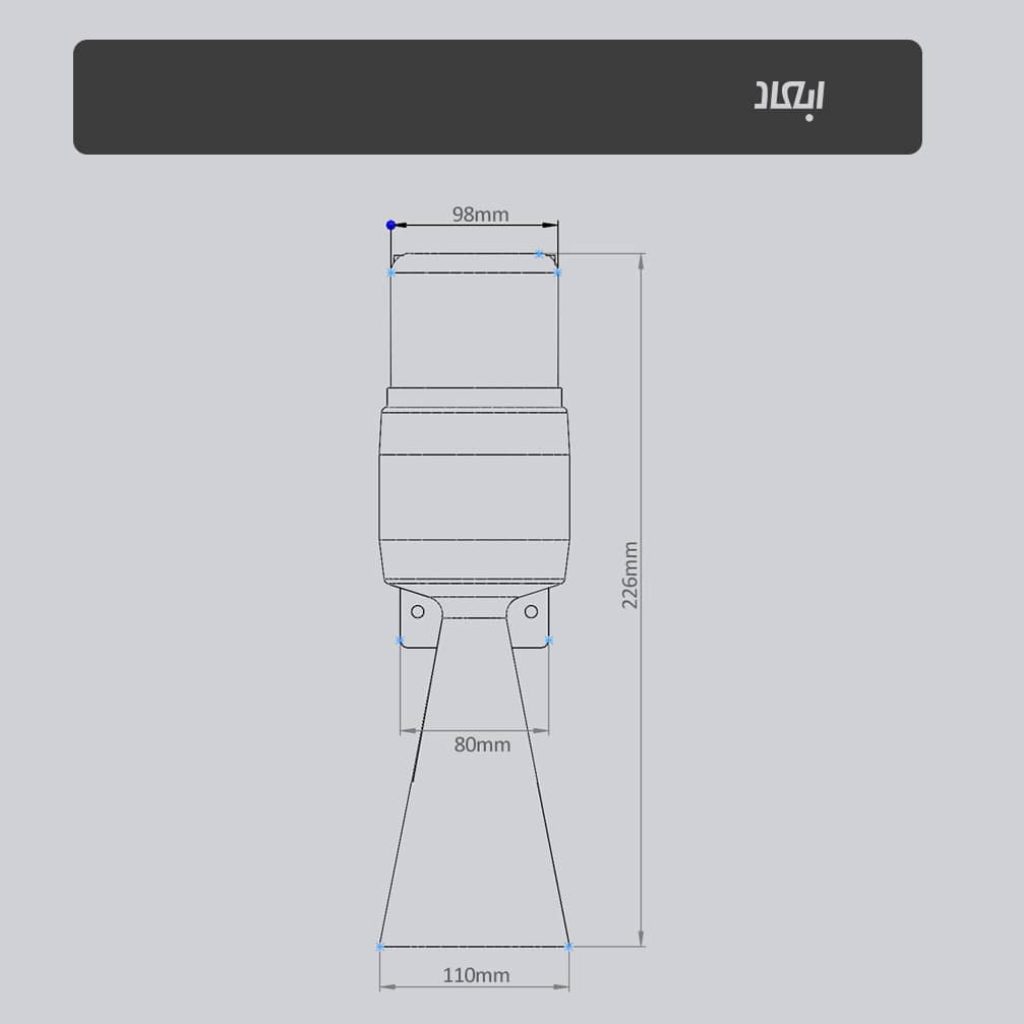 ابعاد آژیر الکترونیکی چراغدار مدل iransiren hog-bs